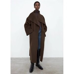 Toteme Signature Oversized Dropped Shoulder Open Front Wool Cashmere Coat $1150
